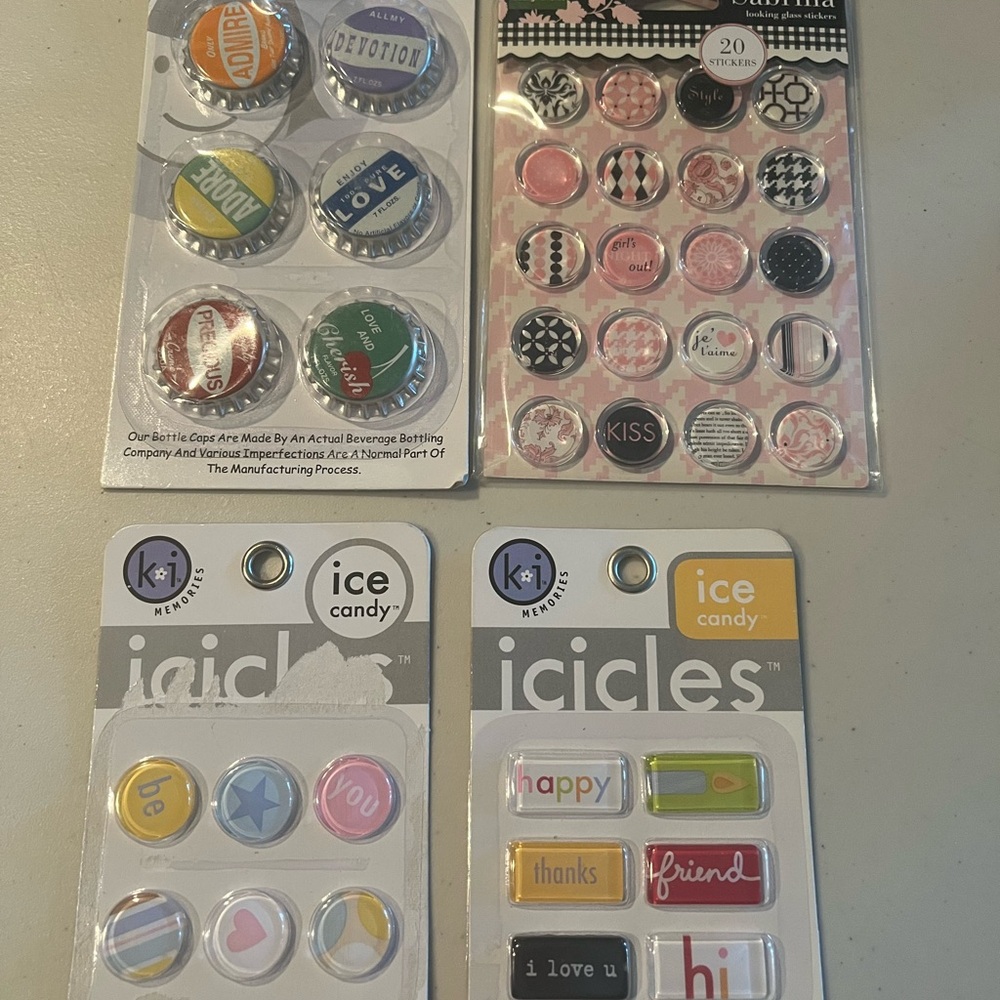 Icicles-bottle caps-looking glass stickers Stickers - Multicolor